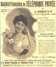 Catalogue de la Ste francaise de téléphonie privée système Kusnick vers 1910